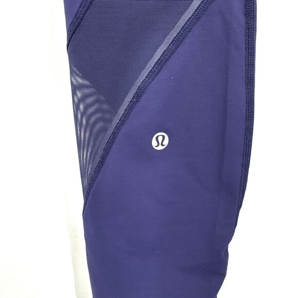 LULULEMON Outrun Tight Deep Indigo Mesh Accent 7/8 Leggings Size 6 - Picture 9 of 10